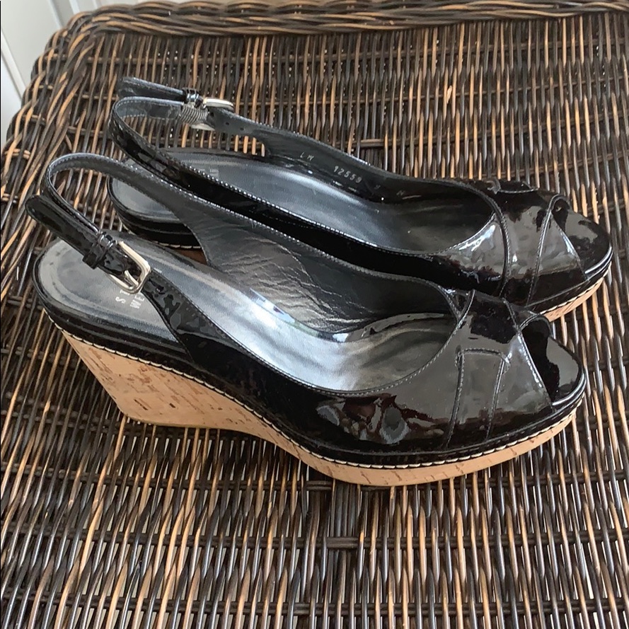 Stuart Weitzman Black Pattered Wedged